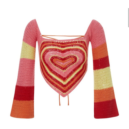 Heart Crochet Knit Crop Top