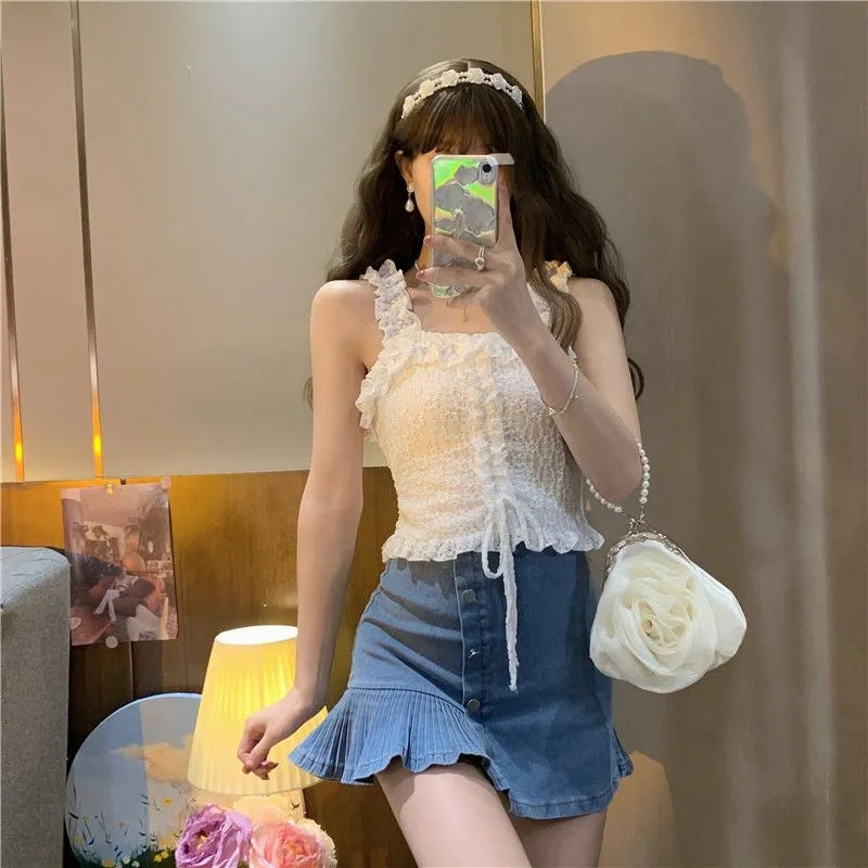 White Lace Frill Camisole