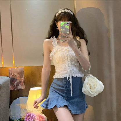 White Lace Frill Camisole