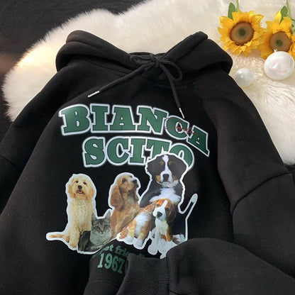 Dog Print Long Sleeve Hoodie