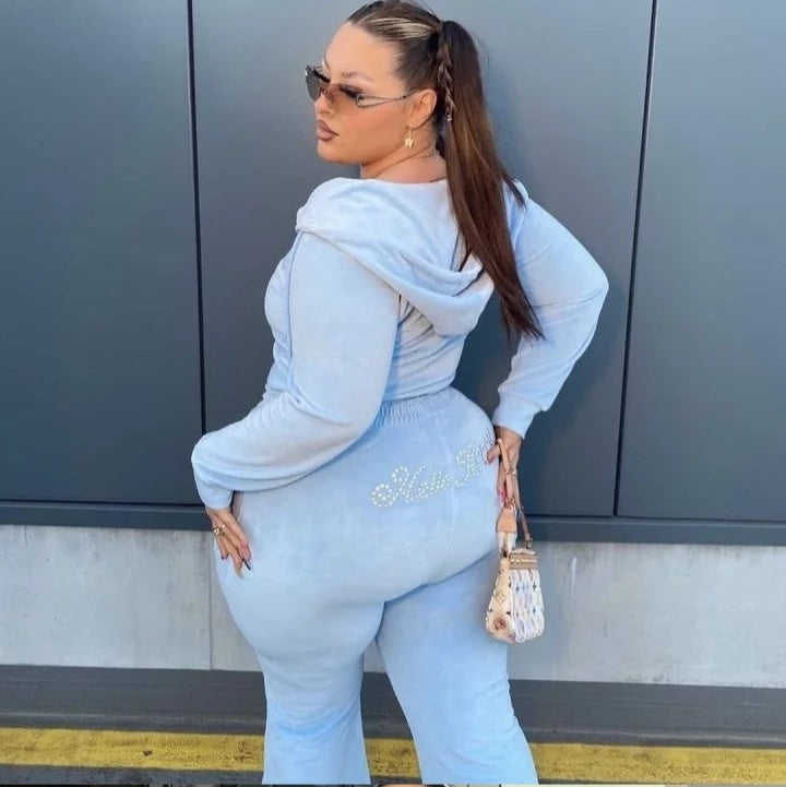 Cute Kitty Cat Rhinestone Crystal Tracksuit Zipper Hoodie Sweatshirt + Pants Trouser Aesthetic Casual E-Girl Kawaii Korean Japanese Harajuku