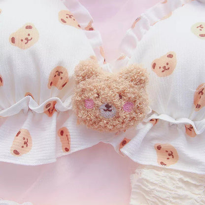 Teddy Bear Push Up Bra + Panty Set Underwear Lingerie Bralette Summer Aesthetic Casual E-Girl Kawaii Korean Japanese Harajuku