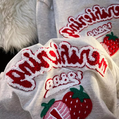 Strawberry Embroidery Short Sleeve T-shirt