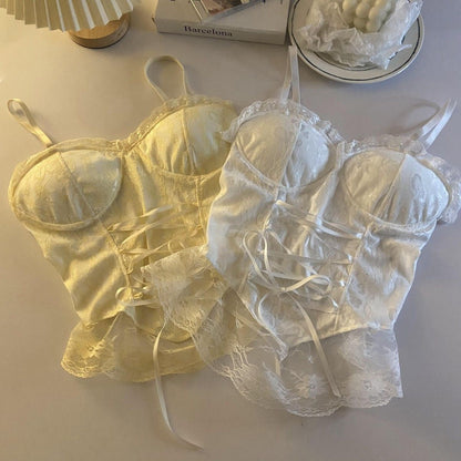 Spaghetti Strap Lace Corset Top