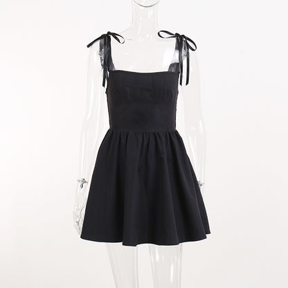 White Lace Up Backless Dress