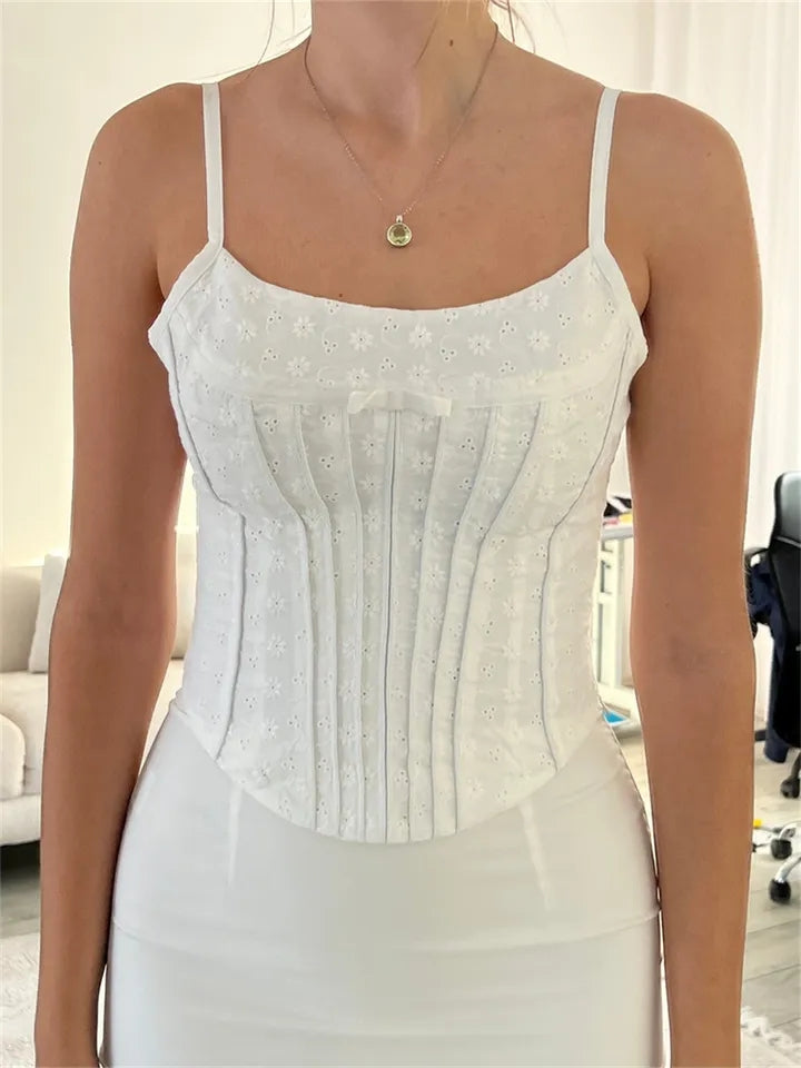 White Flower Corset Top