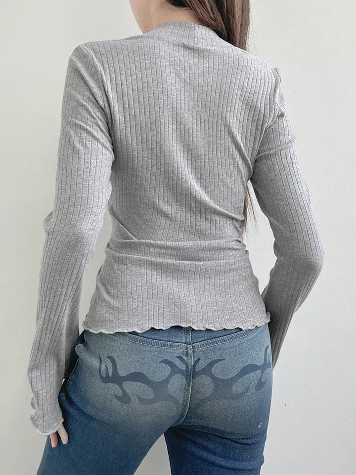 2PCS Milkmaid Patchwork Long Sleeve T-shirt