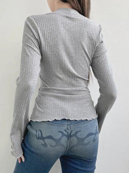 2PCS Milkmaid Patchwork Long Sleeve T-shirt