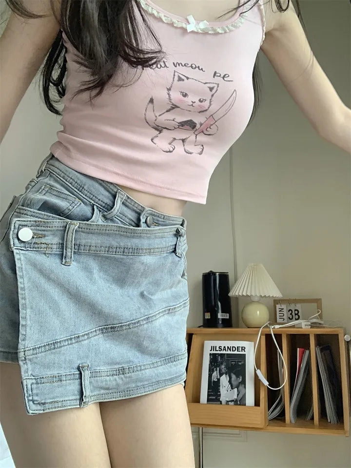 Pink Cat Lace Tank Top