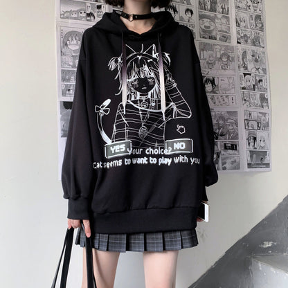Anime Graphic Print Hoodie