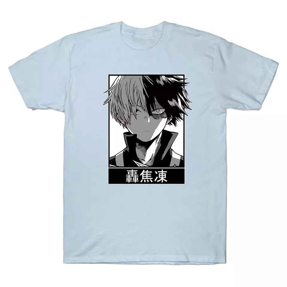 Japanese Anime Superhero Cartoon Print Short Sleeve Shirt T-shirt
