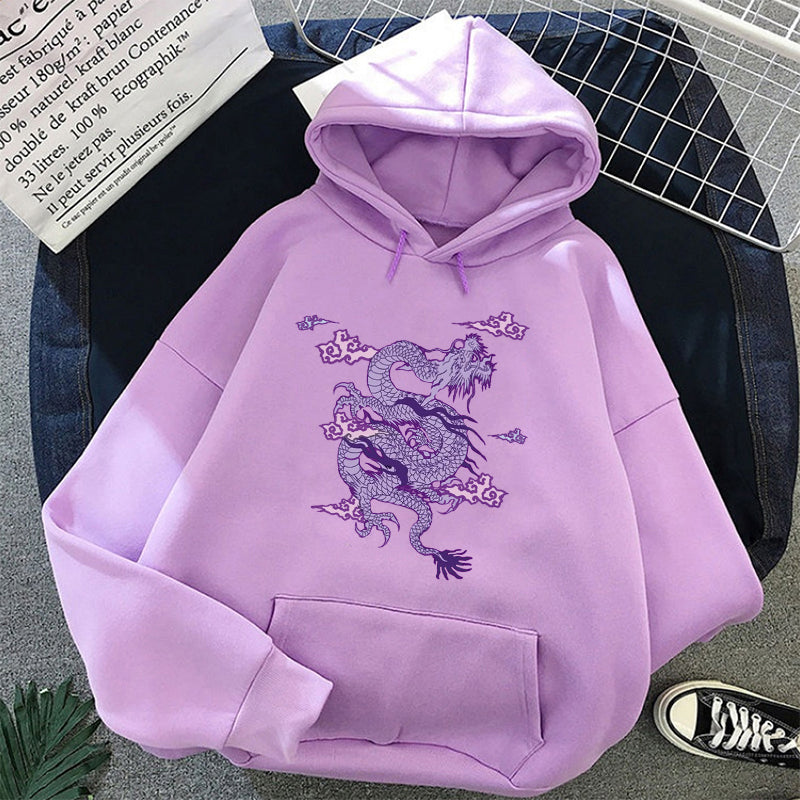 Cute Dragon Embroidery Cartoon Sweater Pullover Hoodie Knit Long Sleeve Sweatshirt E-Girl Kawaii Korean Japanese Harajuku Retro Streetwear Aesthetic