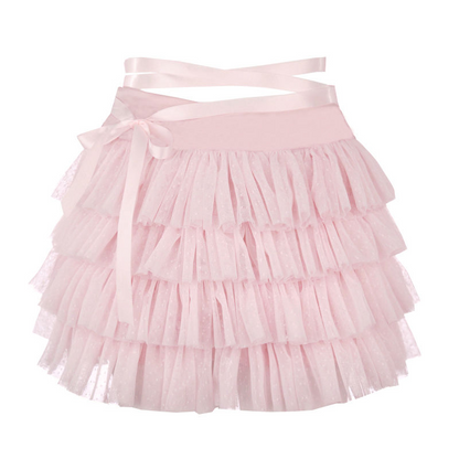 Sweet Bow Ruffle Layer Bandage A-Line Skirt