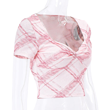 Pink Plaid Crop Top
