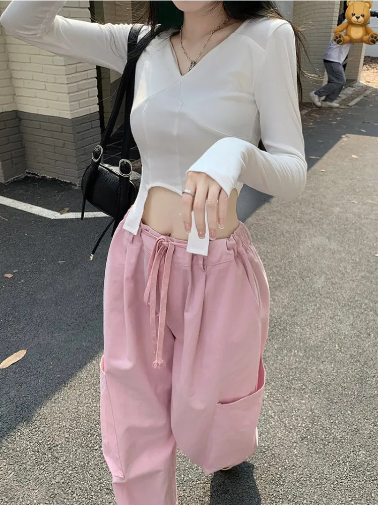 Pink Oversized Baggy Cargo Pants