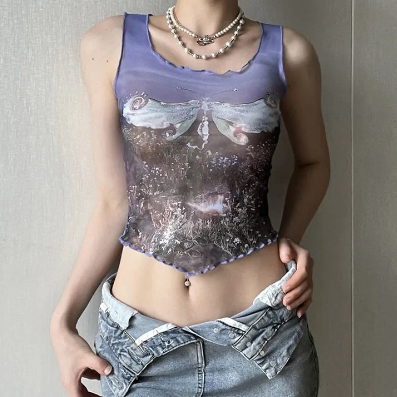 Butterfly Mesh Tank Top