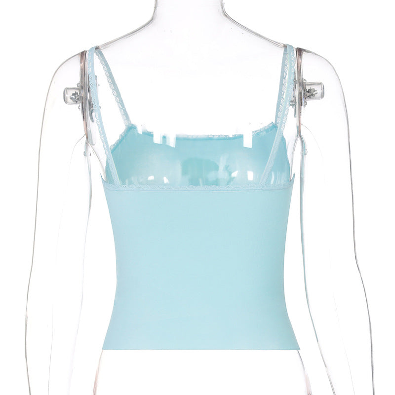 Blue Lamb Print Tank Top