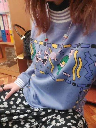 Cute 90s Vintage Purple Aesthetic Oversized Loose Sweatshirt Sweater Pullover Hoodie Autumn Casual E-Girl Kawaii Korean Japanese Harajuku Streetwear