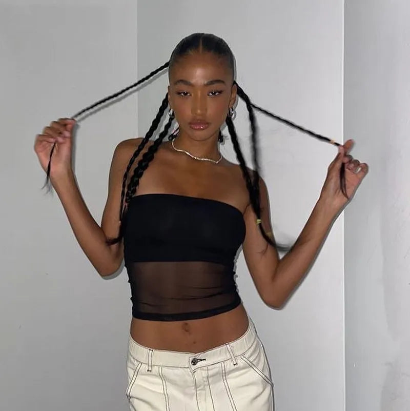Black Mesh Tube Top
