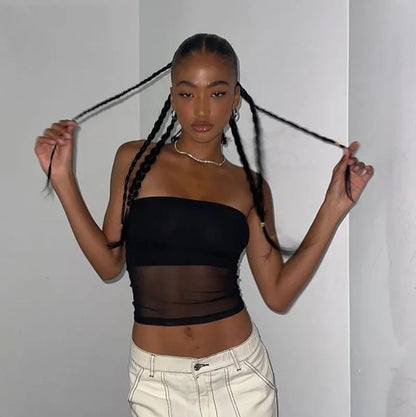 Black Mesh Tube Top