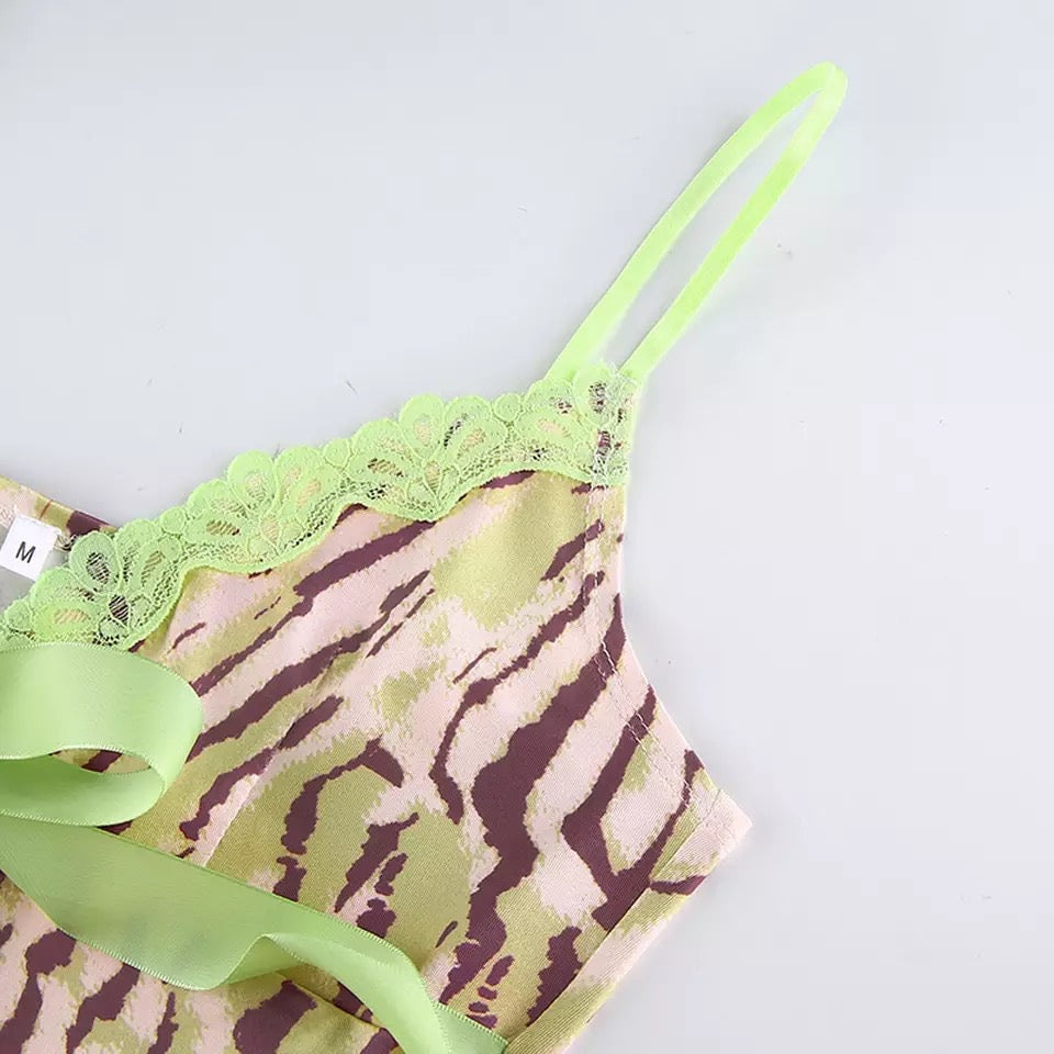 Sexy Lace Leopard V Neck Patchwork Tank Crop Top Camisole Spaghetti Strap Party Club E-Girl Kawaii Korean Japanese Harajuku Streetwear