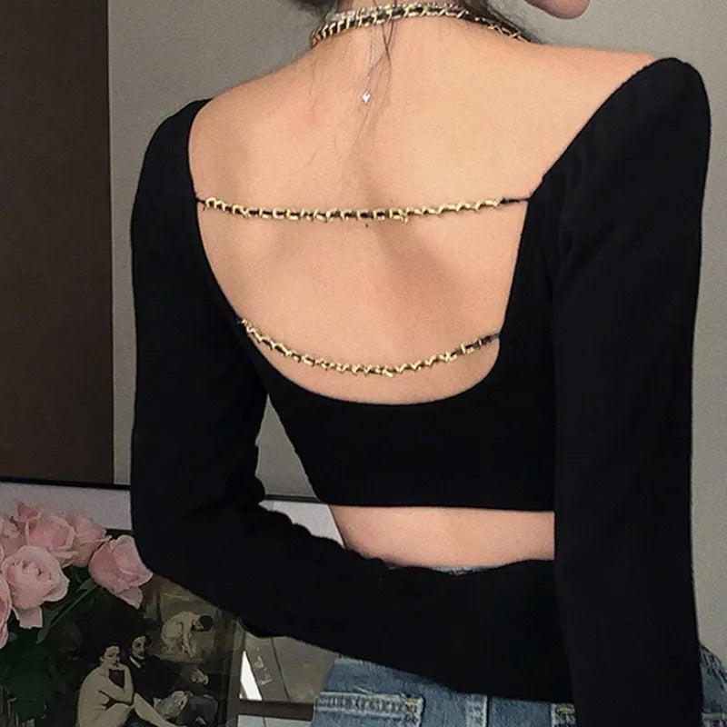 Black Chain Long Sleeve Shirt