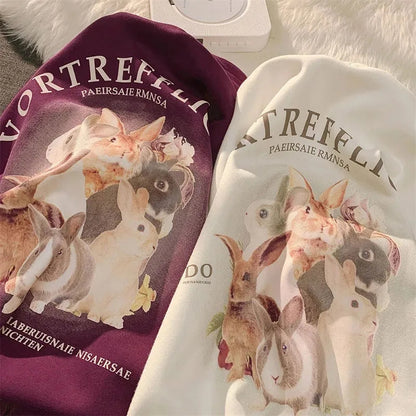 Rabbit Print Oversized Hoodie