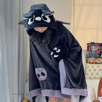 Japanese Bat Cartoon Plush Poncho