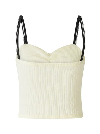 Black Mesh Bow Patchwork Tank Top