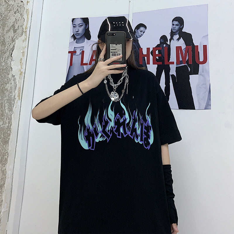 Cute Graphic Letter Graffiti Art Top Short Sleeve Shirt Tee T-shirt E-Girl Kawaii Korean Japanese Harajuku Chinese Retro Streetwear Aesthetic
