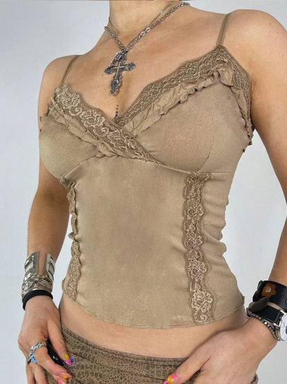 Brown Khaki Crop Top