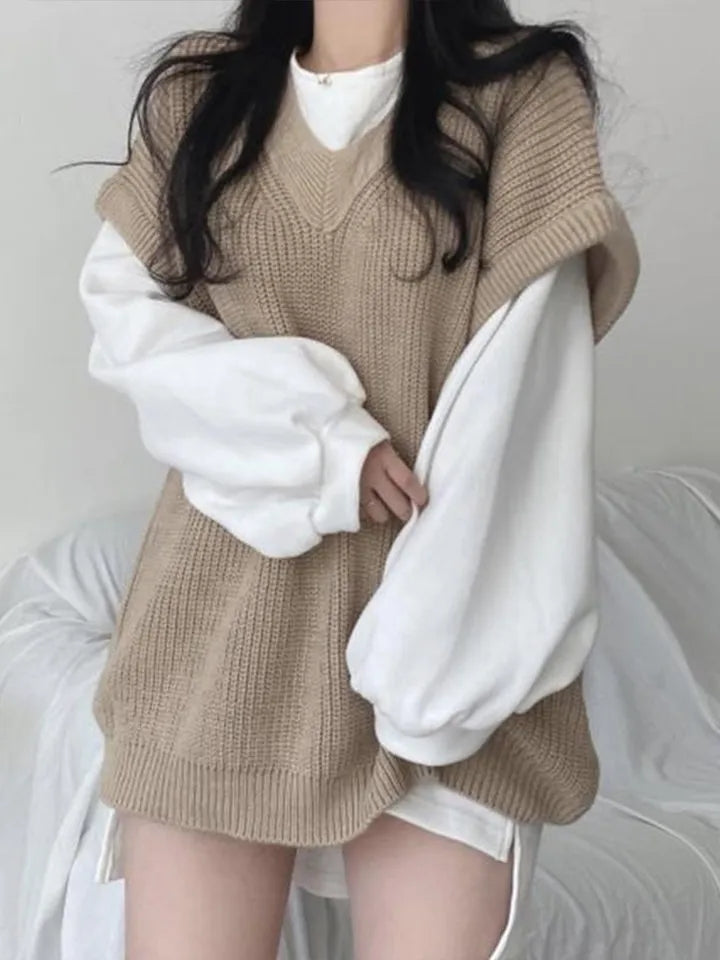Grey Thick Knit Sweater Vest