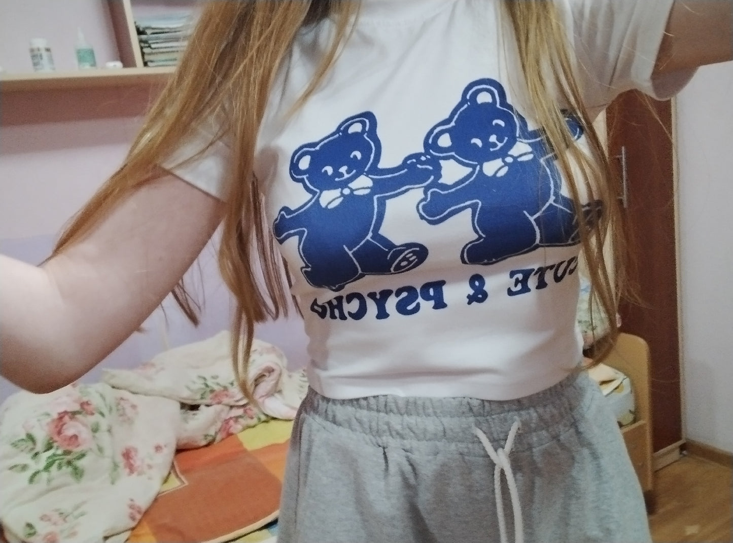 Bear Print Crop Top