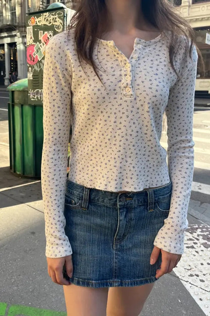 White Floral Long Sleeve Shirt