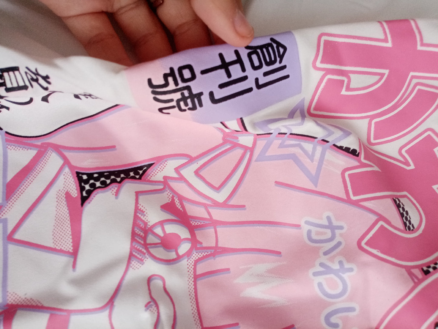Pink 2D Anime Girl Print Short Sleeve T-shirt