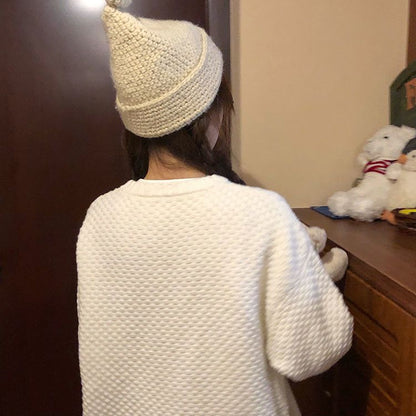 Heart Bear Flower Bow Embroidery Knit Sweater