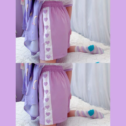Purple Heart Drawstring Shorts