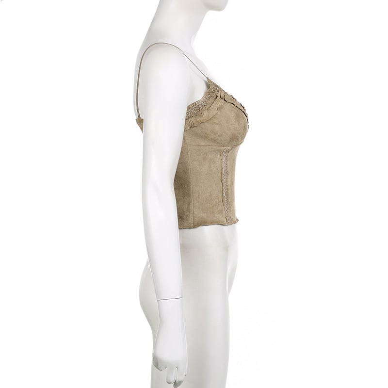 Brown Khaki Crop Top