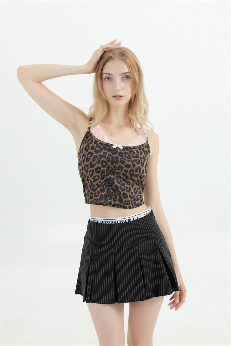 Leopard Pink Lace Trim Camisole