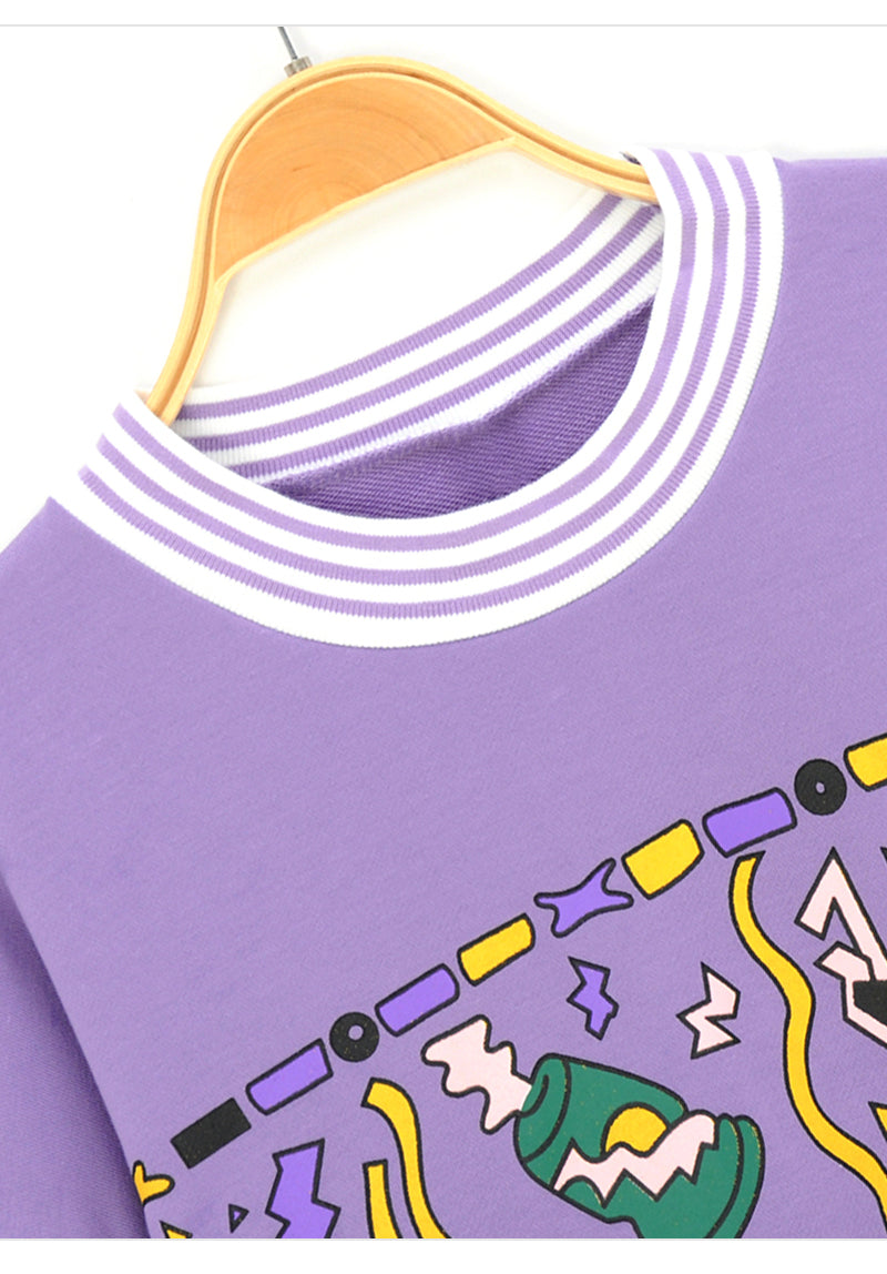 Cute 90s Vintage Purple Aesthetic Oversized Loose Sweatshirt Sweater Pullover Hoodie Autumn Casual E-Girl Kawaii Korean Japanese Harajuku Streetwear