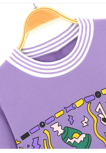 Cute 90s Vintage Purple Aesthetic Oversized Loose Sweatshirt Sweater Pullover Hoodie Autumn Casual E-Girl Kawaii Korean Japanese Harajuku Streetwear