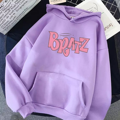 Letter Print Doll Loose Oversized Hoodie Long Sleeve Sweatshirt Sweater Pullover Jumper E-Girl Kawaii Korean Japanese Harajuku Streetwear