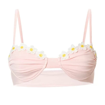 Cute Pink Floral Backless Vest Strapless Shirt Crop Top Corset Beach Boho Summer Aesthetic Casual E-Girl Kawaii Korean Japanese Harajuku