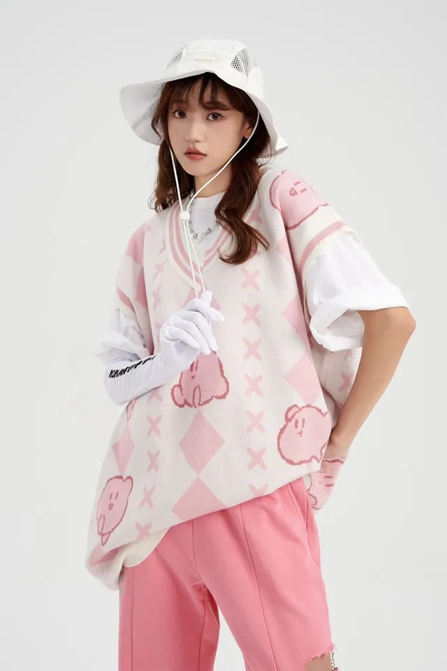 Pink Anime Japanese Sweater Vest