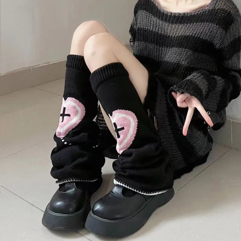 Heart Cross Knit Anime Leg Warmers