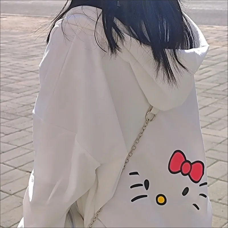 White Kitty Cat Anime Japanese Hoodie