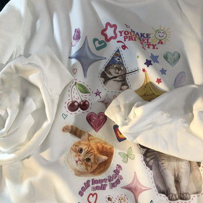Cat Print Long Sleeve Shirt