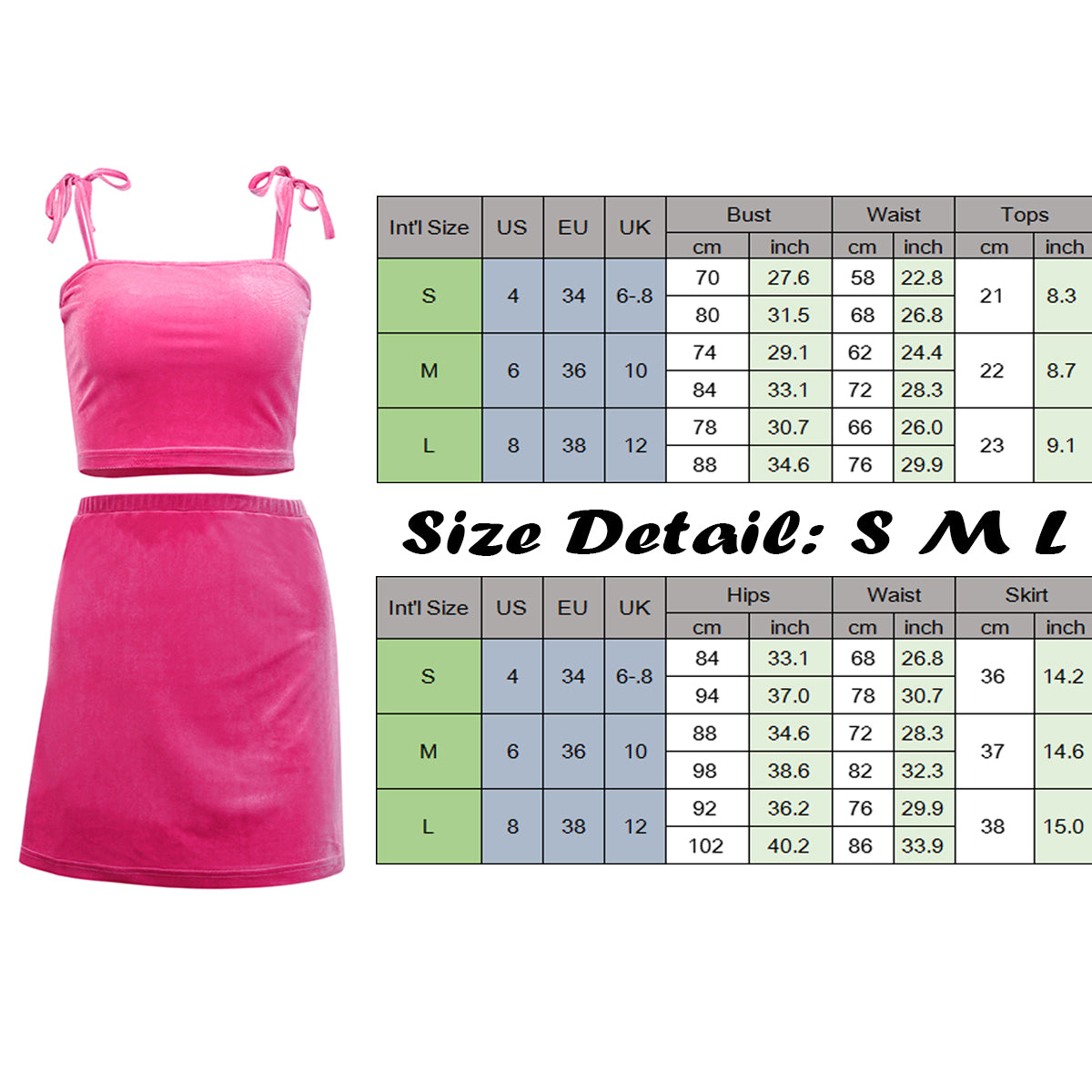 2pcs Set Velvet Crop Top Summer Tube Top Neon Split Mini Skirt Club Party Dress E-Girl Kawaii Korean Japanese Harajuku Retro Streetwear Aesthetic