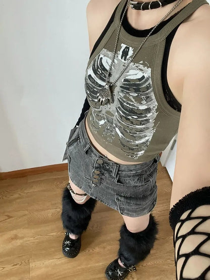 X Ray Rib Print Tank Top