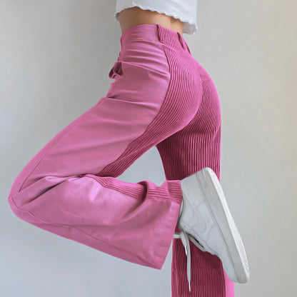 Green Corduroy High Waist Pants